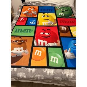 M&M’s Characters Fleece Throw Blanket 50x60 Color Block Design Candy Brand Bed